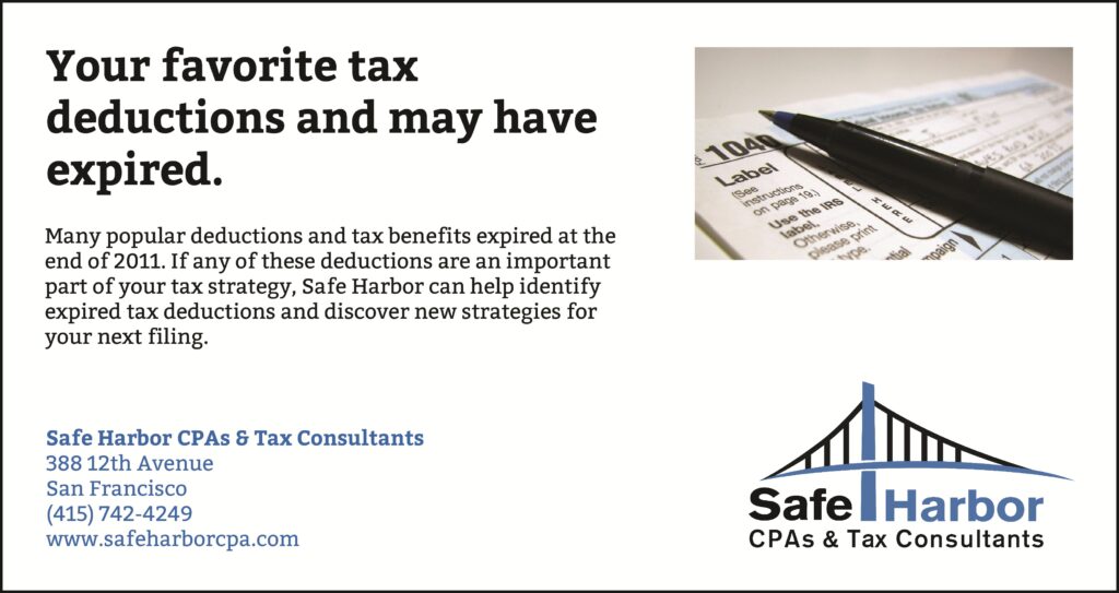 Favorite Tax Deductions Expiring for Calfornia Residents / San Francisco